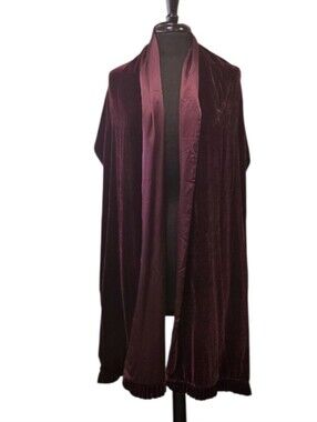 Adrienne Landau Whimsigoth Luxe Silk Burgundy Velvet Wrap Scarf
